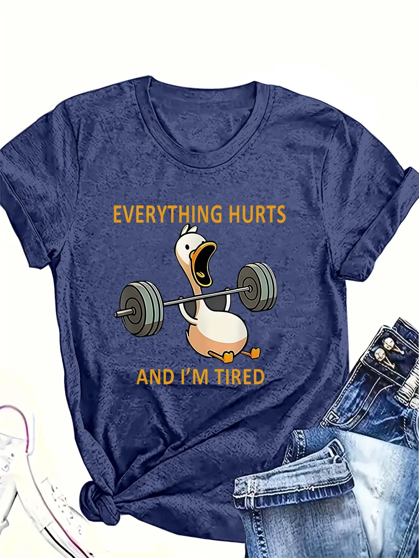 

Женская футболка больших размеров с круглым вырезом и забавной уткой, подтягивающая грудь, футболка с короткими рукавами и принтом - юмористические повседневные топы