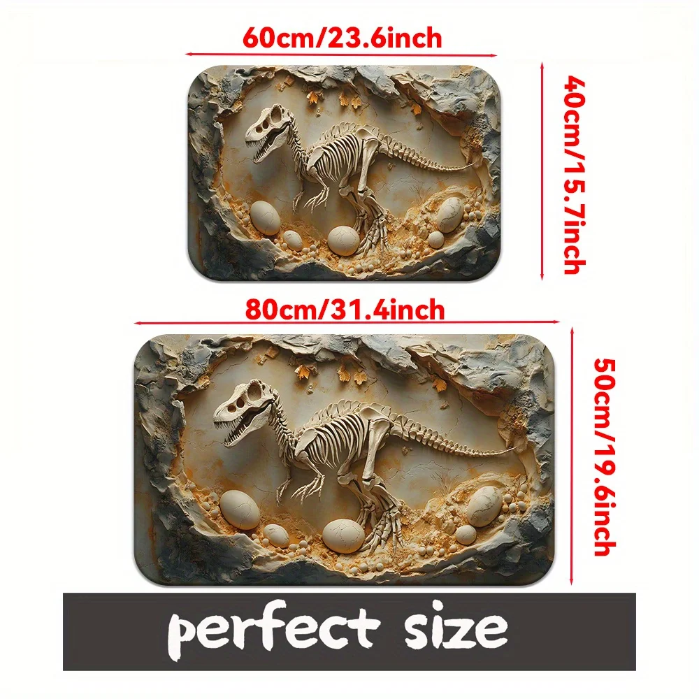 ممسحة ثلاثية الأبعاد على شكل ديناصور جوراسيك، سجادة مطبوعة عالية الدقة من الألياف الدقيقة غير قابلة للانزلاق وقابلة للغسل في الغسالة لديكور العطلة متعدد الغرف #3