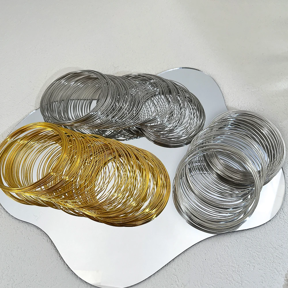 

100Pcs 55/60/115mm Iron Steel Wire Memory Beading Loops For DIY Bangle Bracelet Making Accessories Jewelry Craft Circle Supplies