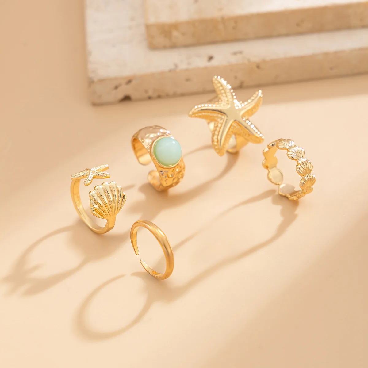 Toe Ring Metal Starfish Shell Open Stackable Adjustable for Women French Beach Vacation Premium Stylish Jewelry Rings