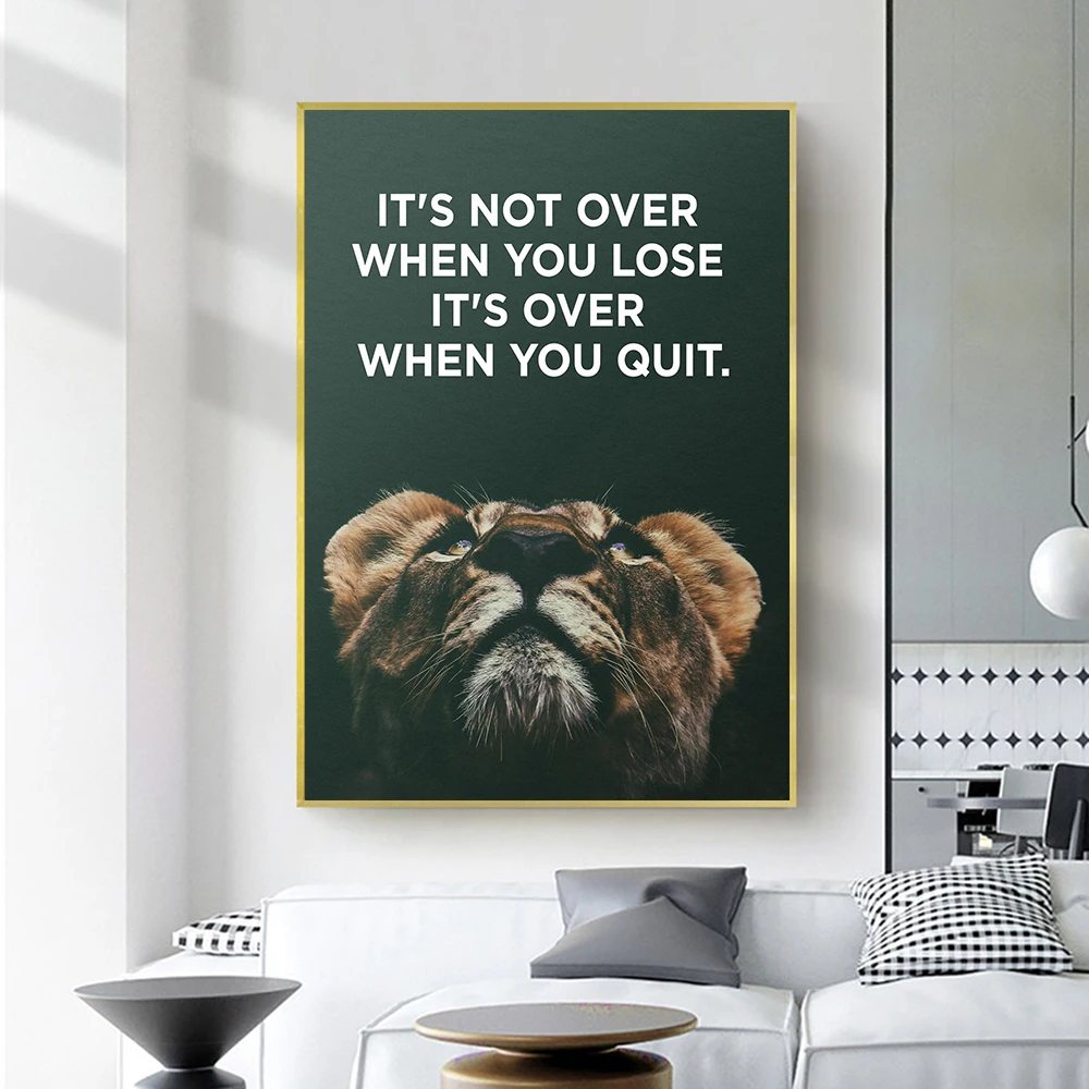 

Black White Animal Lion Quotes Poster Inspirational Canvas Painting Wall Art Print Decorative Picture Living Room Home Decor