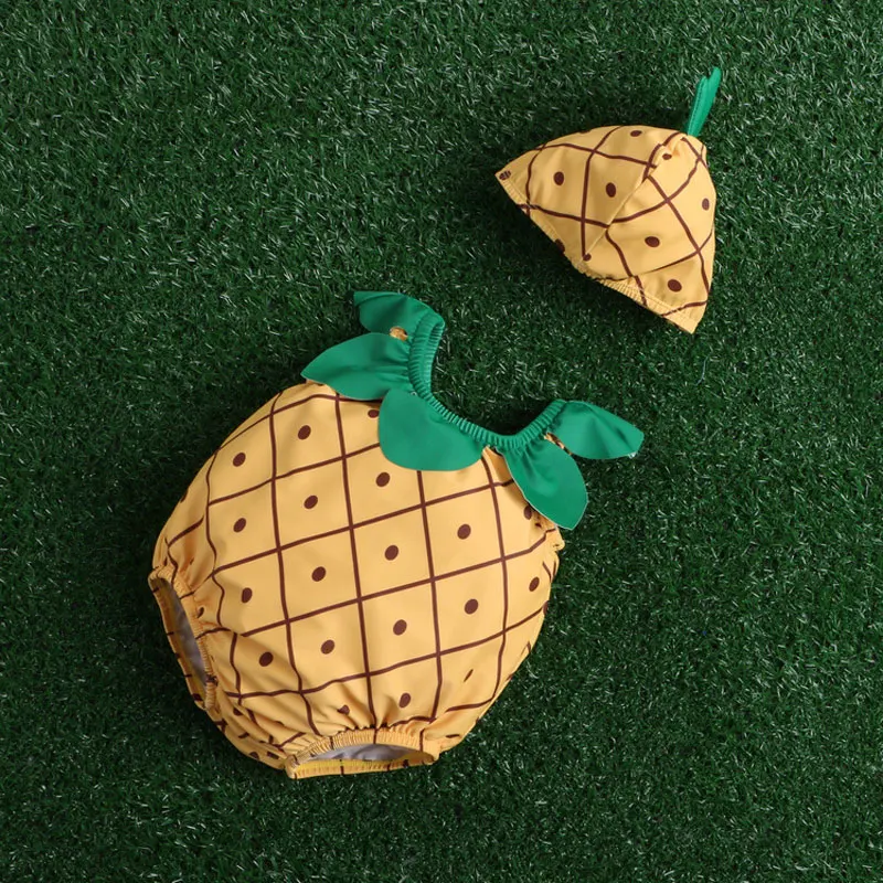 

0-5 years Infact Baby Boys Girls Swimsuit 2 Pcs/set Cartoon Fruit Shape One-piece Swimsuits