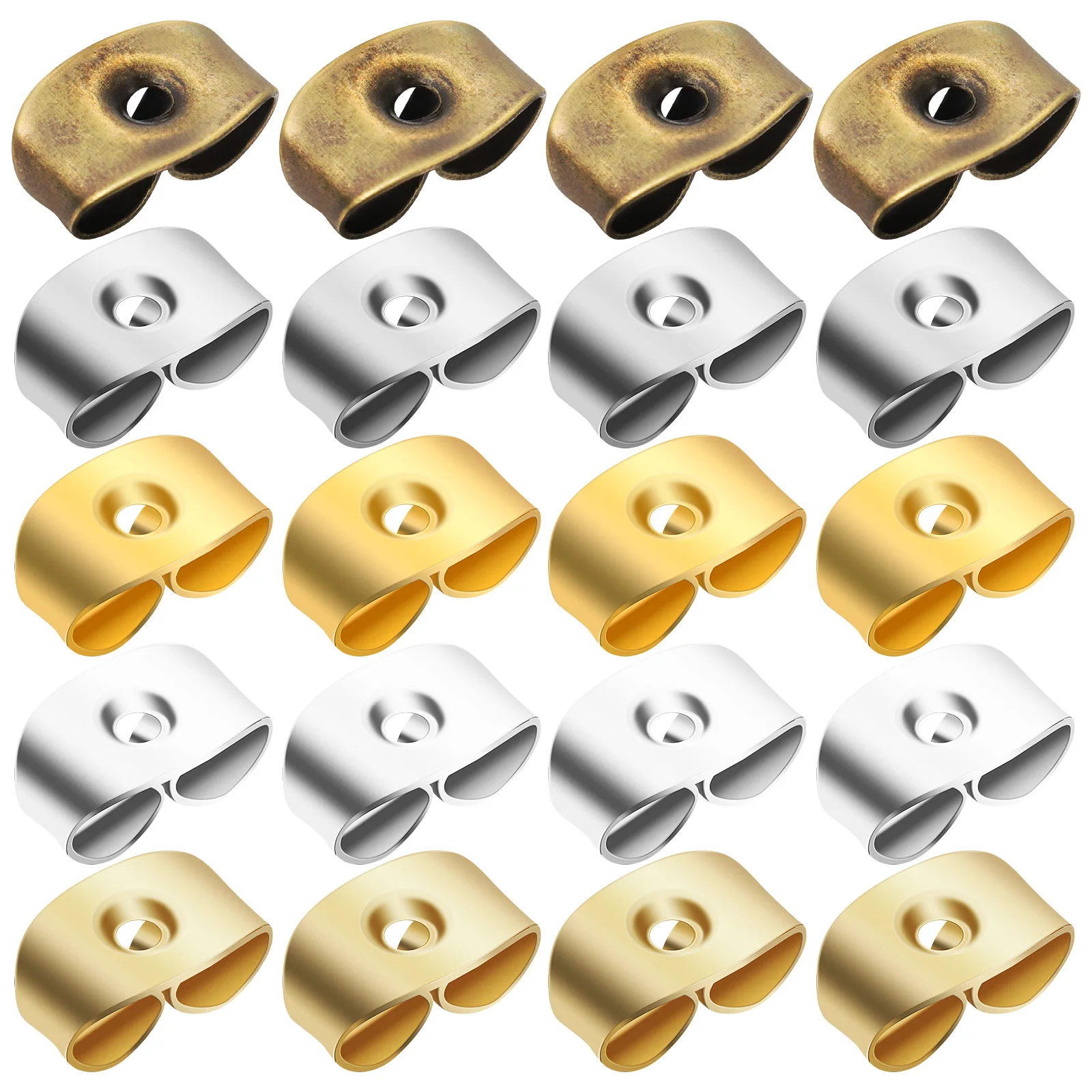 

20 Pairs Earring Backs Replacement Alloy Secure Locking Stud Hook Silver Color Lightweight Hardness Glossy DIY Accessories