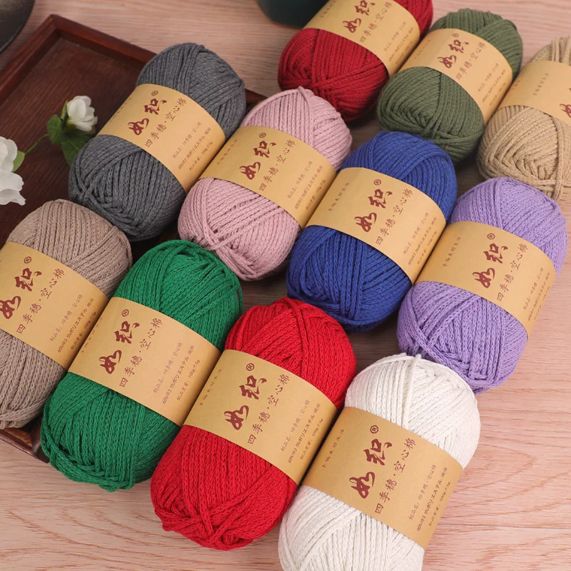 85 m/Rolle Häkelstrickgarn, 65 % Baumwolle, Häkelgarn, Makramee-Seil, handgemachtes Wollgarn für DIY-Strickarbeiten, Häkeltaschen, 100 g