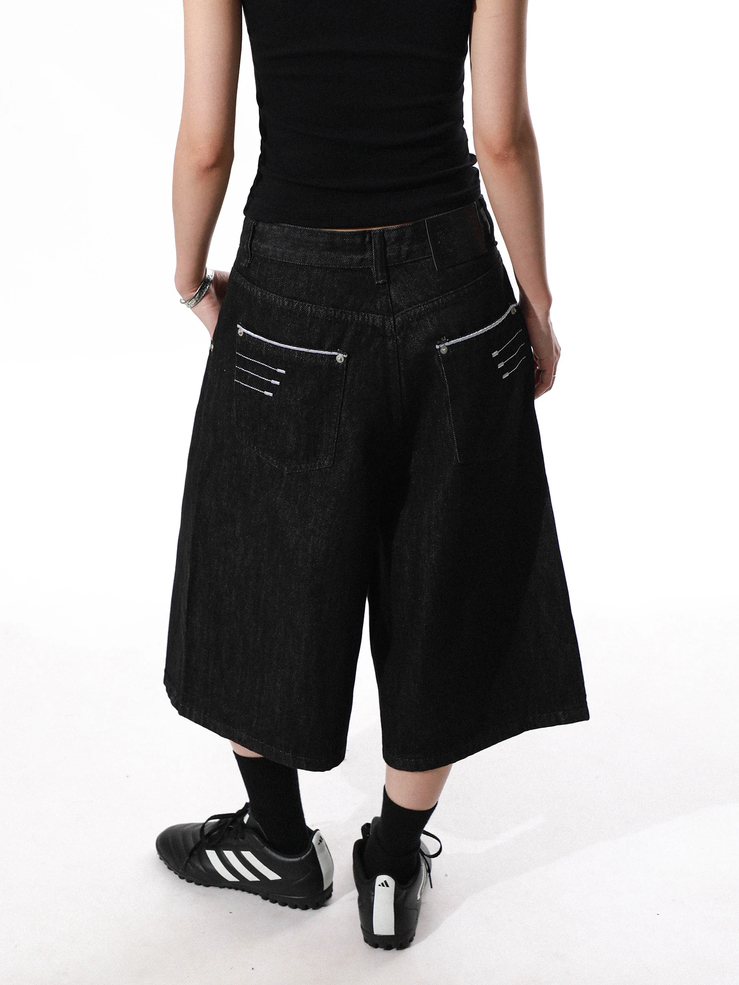 American Retro Wide Leg Denim Jeans Loose Unisex Streetwear Pockets Stitching Detail mid Waist Cotton Blend Summer Jeans