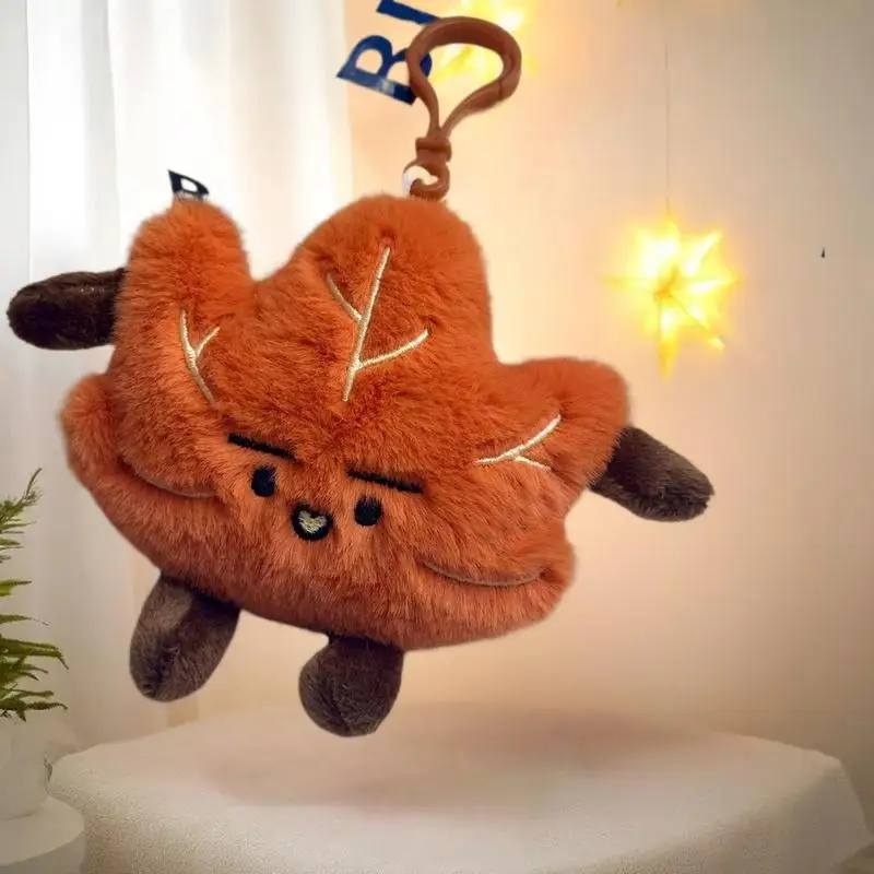 HUAHUAOne Piece Charismatic Mini Maple Leaf Plush Keychain; Adorn Backpacks and Perfect as Couple GiftHUAHUA