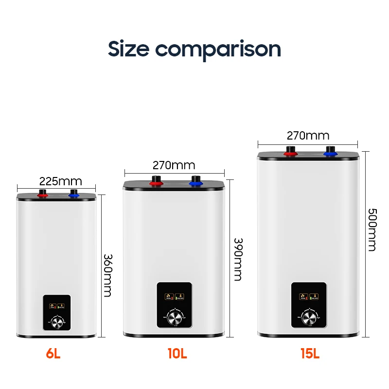 6 10 15 Liter Chauffe Eau Salle De Bain Tank Storage Under Sink Electric Hot Boiler Water Heater Geyser for Kitchen