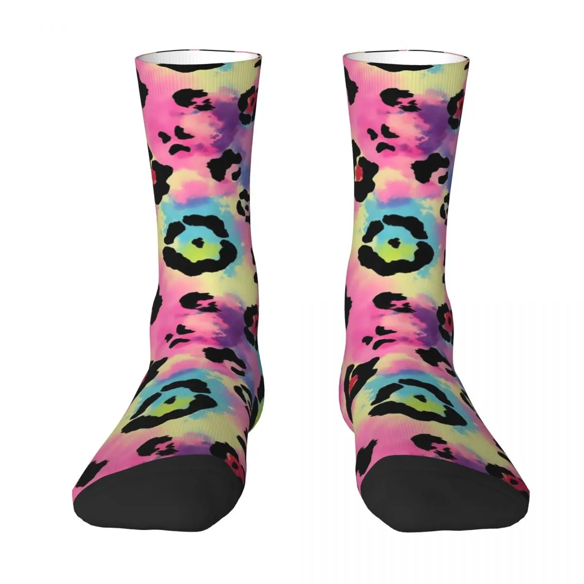 Pink Tie Dye Stockings Animal Print Design Kawaii Socks Winter Non Skid Socks Ladies Outdoor Medium Soft Socks