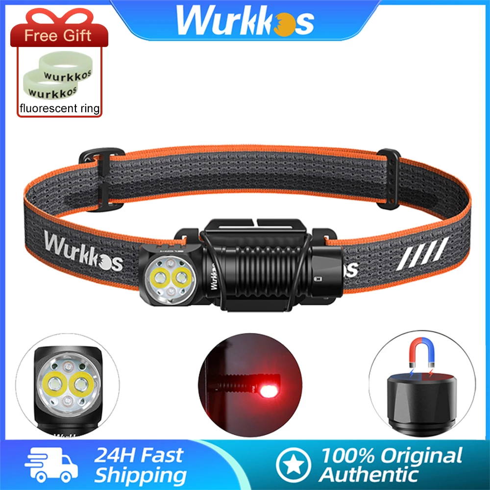Wurkkos HD12 Mini-Stirnlampe, 850 Lumen, wiederaufladbare Taschenlampe, 14500/AA, IP68, magnetische