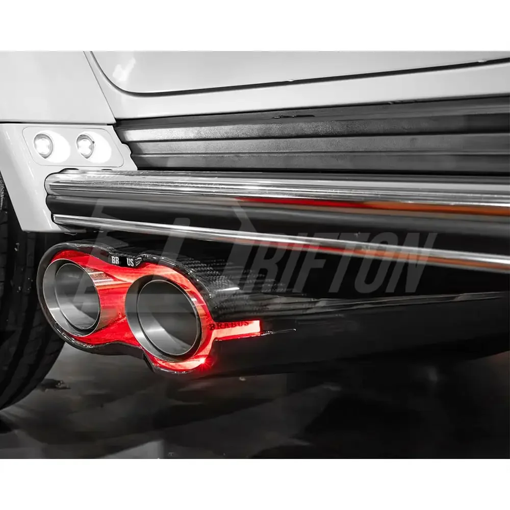 Rocket G900 Style Dry Carbon Fiber With LED Light Exhaust Muffler Tips For Mercedes Benz G Class W464 AMG G63 Brabu