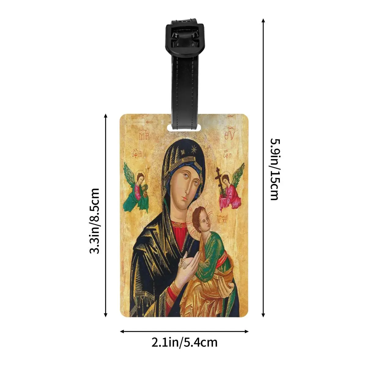 Étiquettes de bagage personnalisées Notre-Dame de l'aide perpétuelle, catholique romain, vierge Marie, étiquettes de bagage, couverture de confidentialité, nom, carte d'identité