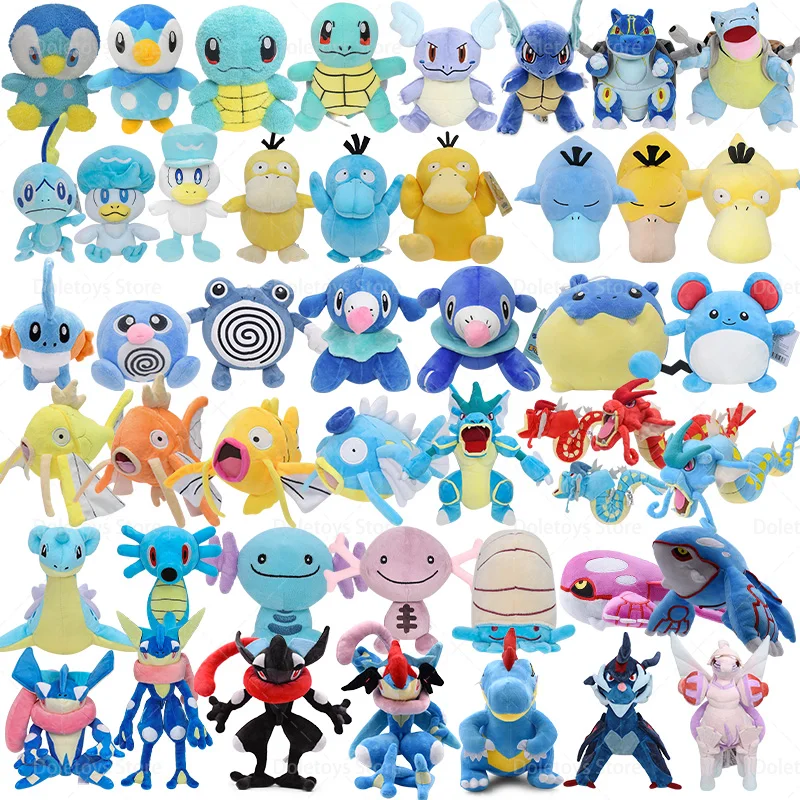 52 verschiedene Pokémon-Plüschtiere: Gyarados, Magikarp, Psyduck, Greninja, Sobble, Squirtle, Poliwag, Poliwhirl, Wasser-Attribut Pokémon-Puppen als Geschenke