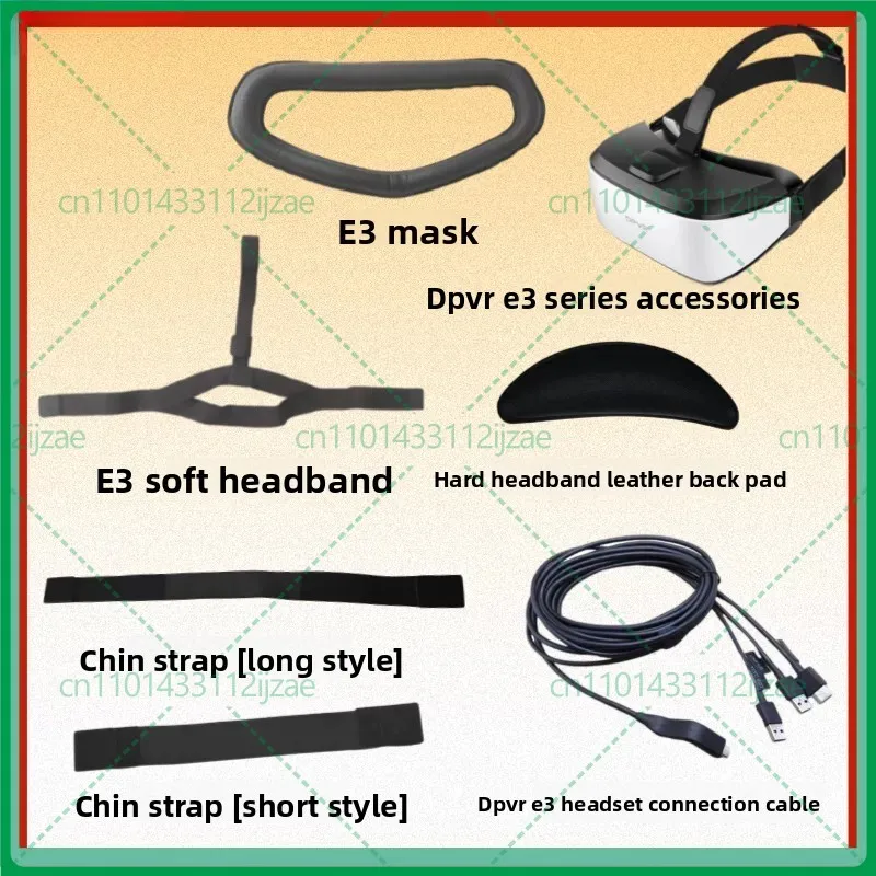 VR Headset Replacement Parts for DPVR E3 E3C Face Foam Mask Head Strap Leather Head Pad Connecting Cable VR Helmet Accessories