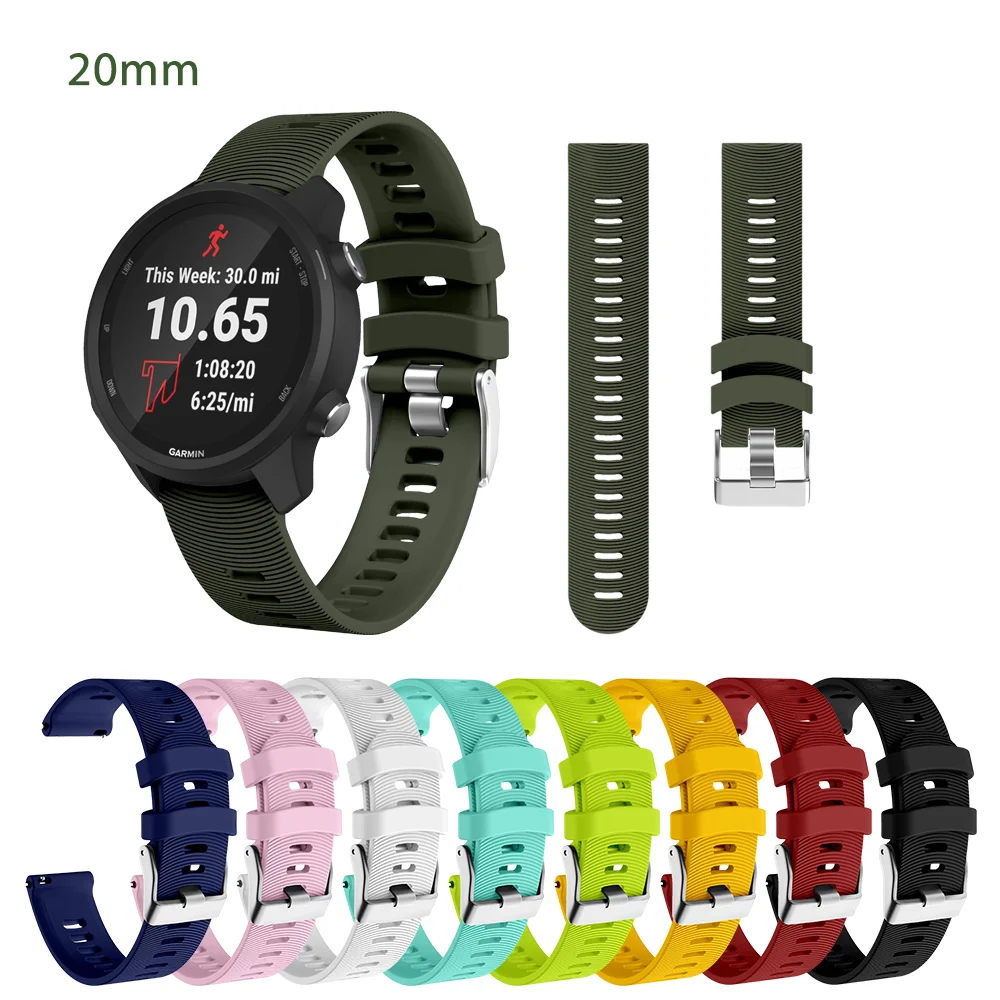 WatchBands 20mm Strap for Garmin Forerunner 245 Original Outdoor Accessory Band Running Silicone Man Garmin Forerunner 168 20mm