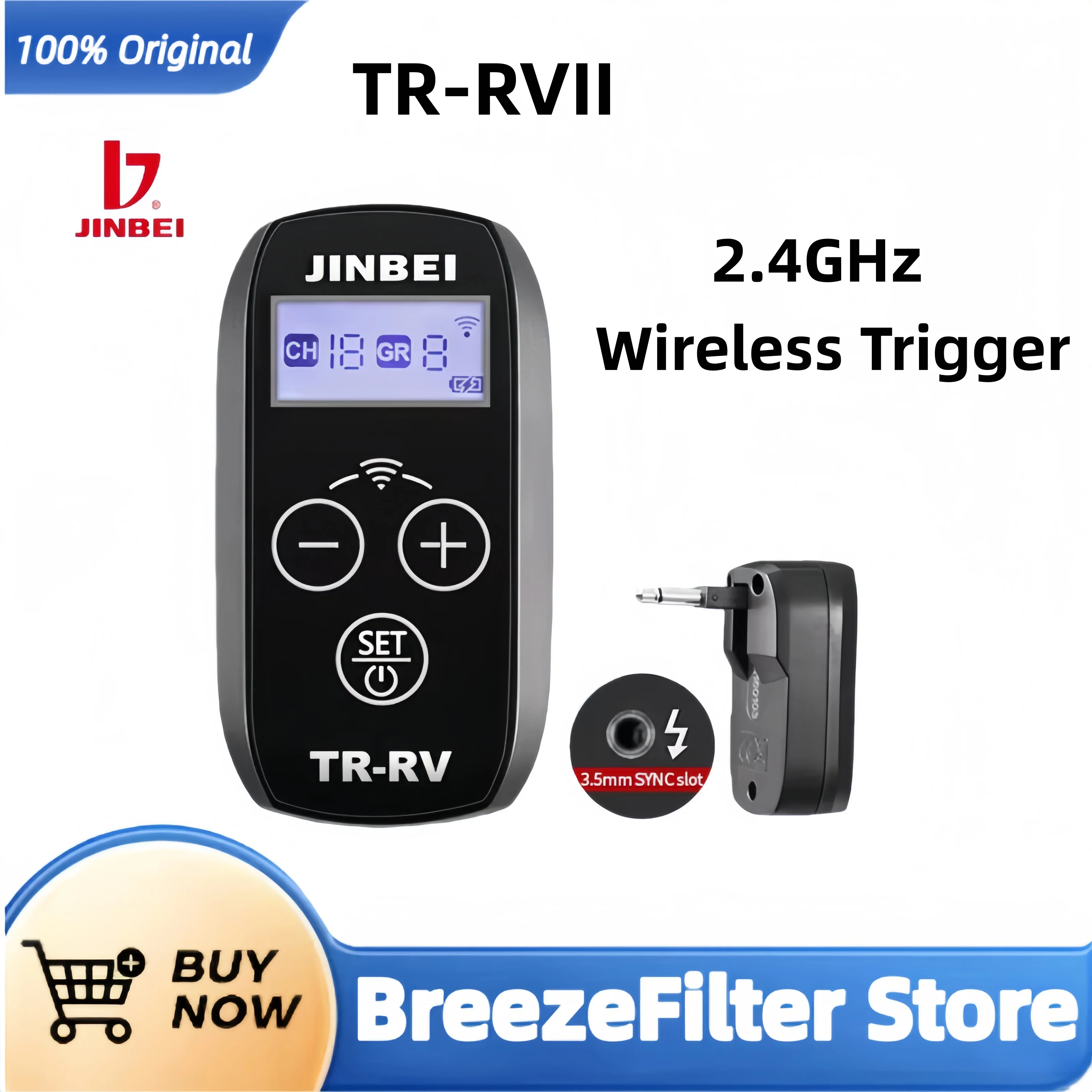 Jinbei TR-RVII 2.4ghz gatilho sem fio 3.5mm porta universal canal de controle remoto transmissor grupo receptor slot sincronizado