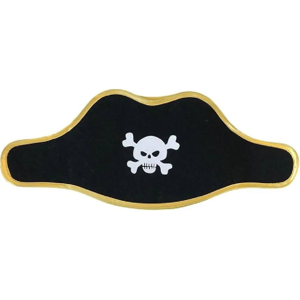 Felt Pirate Tricorn Hat, Skull Pattern Pirate Costume Hat, Caribbean Pirate Cosplay Hat for Halloween Costume Party, 2 Pairs