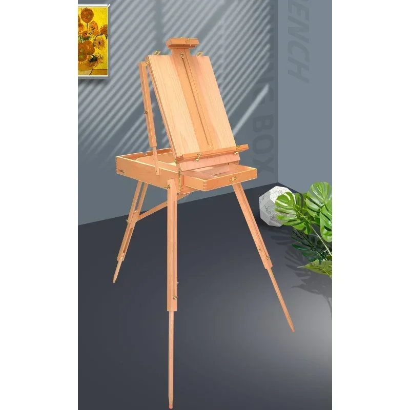 

New Electric French Style Easel Folding Sketch Painting Easel With Drawer, Artist Wood Palette, Tripod Easel Stand For Painting,