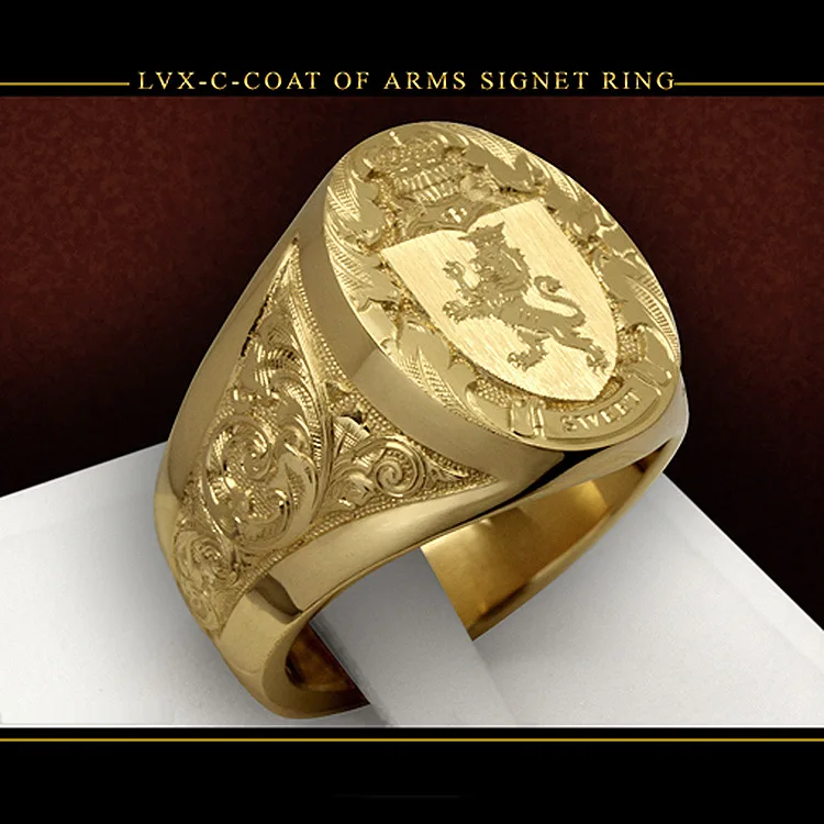 S925 Sterling Silver Explosion Crown Lion Ring Plated 18K Yellow Gold Atmospheric Generous Stylish Men's Statement Ring