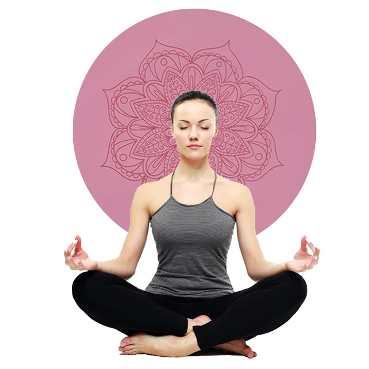 

Non Toxic Pink 60cm Large Circle Thick Eco PU Rubber Meditation Round Yoga Mat