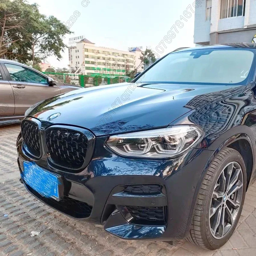 2Pcs Silver and Black Diamond Style Grills Replacement Grille For BMW X3 X4 G01 G02 G08 2017-2021 Car Front Bumper Grill Kits