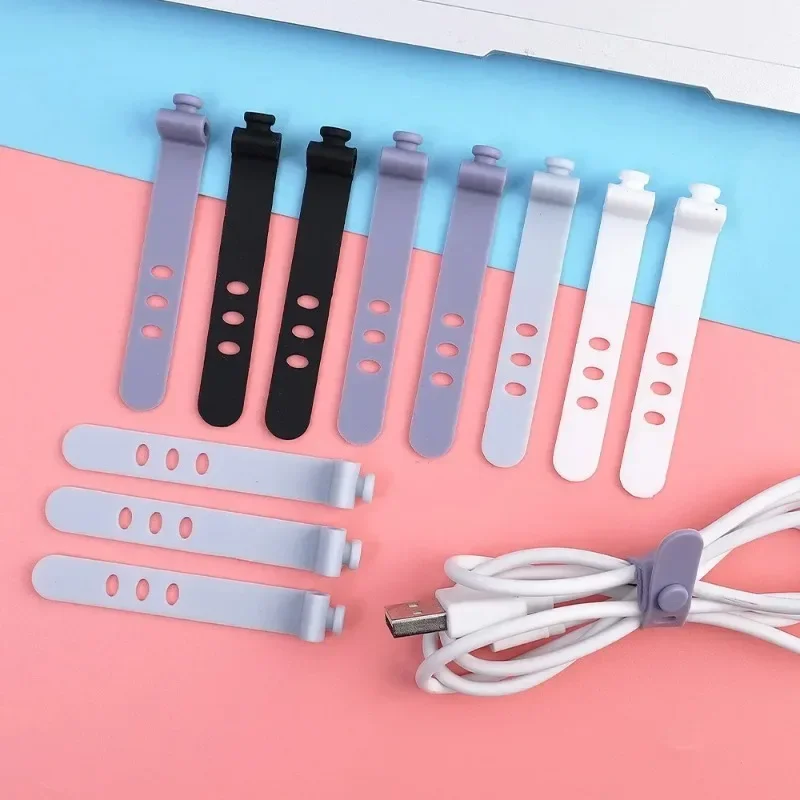 Silicone Earphone Cable Winder Organizer Clips Phone Charging Wire Cord Management Buckle Strap 3 Hole Line Storge Holder Clips