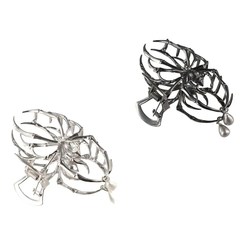

Simple Hollow Spider Hair Claw Pearl rhinestone Large Shark Clip Korean Style Headwear Metal Hair Claw Party