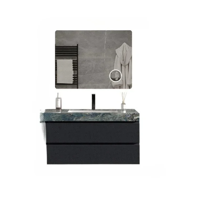 

Rock slab bathroom cabinet combination integrated basin 2025 new solid wood washing table face washing table basin