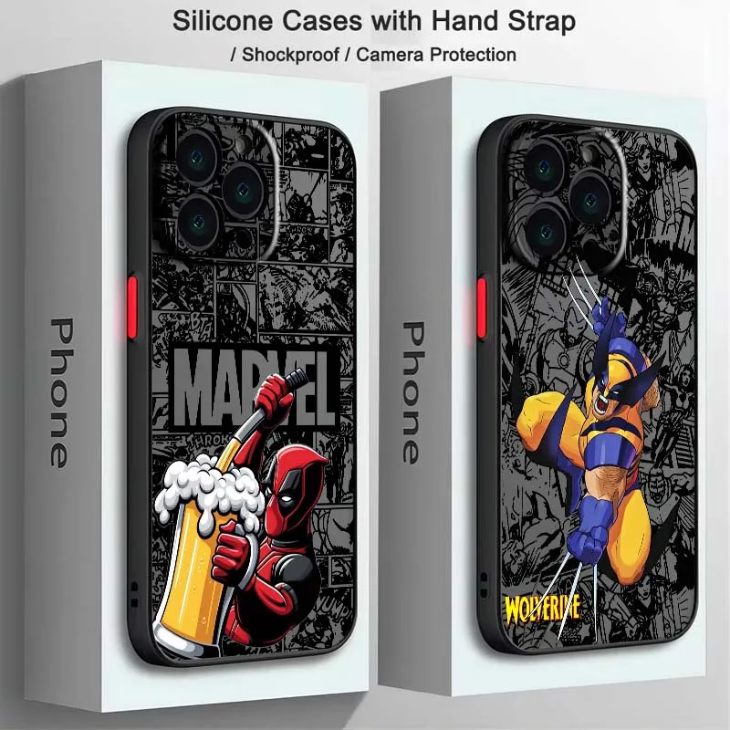 

Wolverine Deadpool Hot Art Phone Case For Apple iPhone 16 15 14 13 12 11 XR XS X Pro Max Plus Mini Frosted Translucent