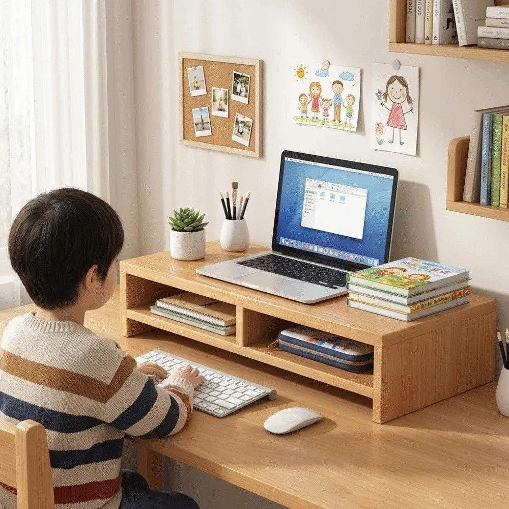 With Drawer Monitor Stand Riser Stable Support Sturdy Structure Desk Organizer Storage Rack Storage Functions Simple Design