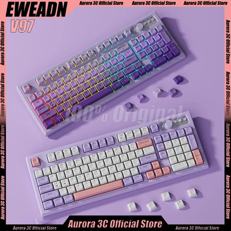 

Eweadn V97 Mechanical Gaming Keyboard Wirelss Bluetooth Keyboards 2 Mode Rgb Backlight Pbt Keycaps Office Gamer Tilt Keyboards