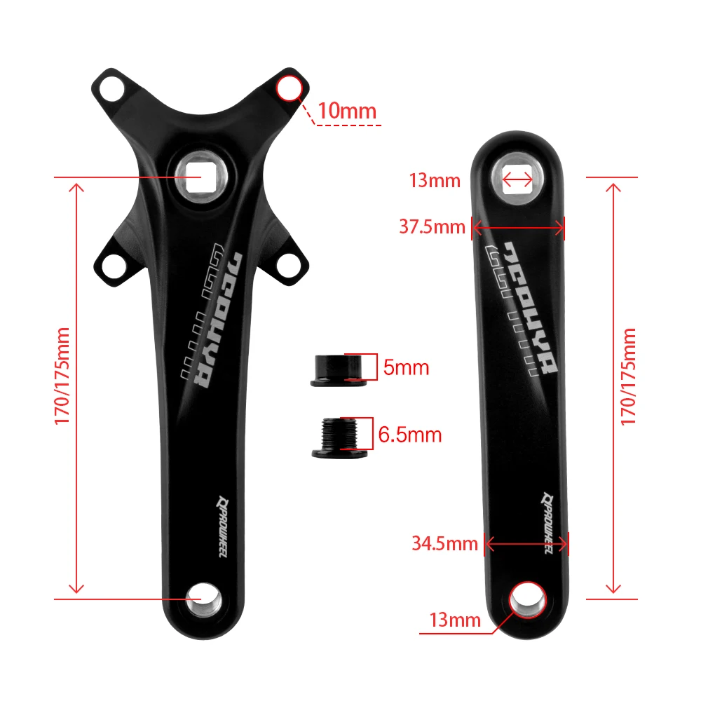Prowheel MTB Kurbelgarnitur 170 175mm Mountainbike Vierkantloch-Kurbelsatz 32T-52T 104BCD Narrow Wide Kettenblatt Fatbike Kettenrad – Detail 4