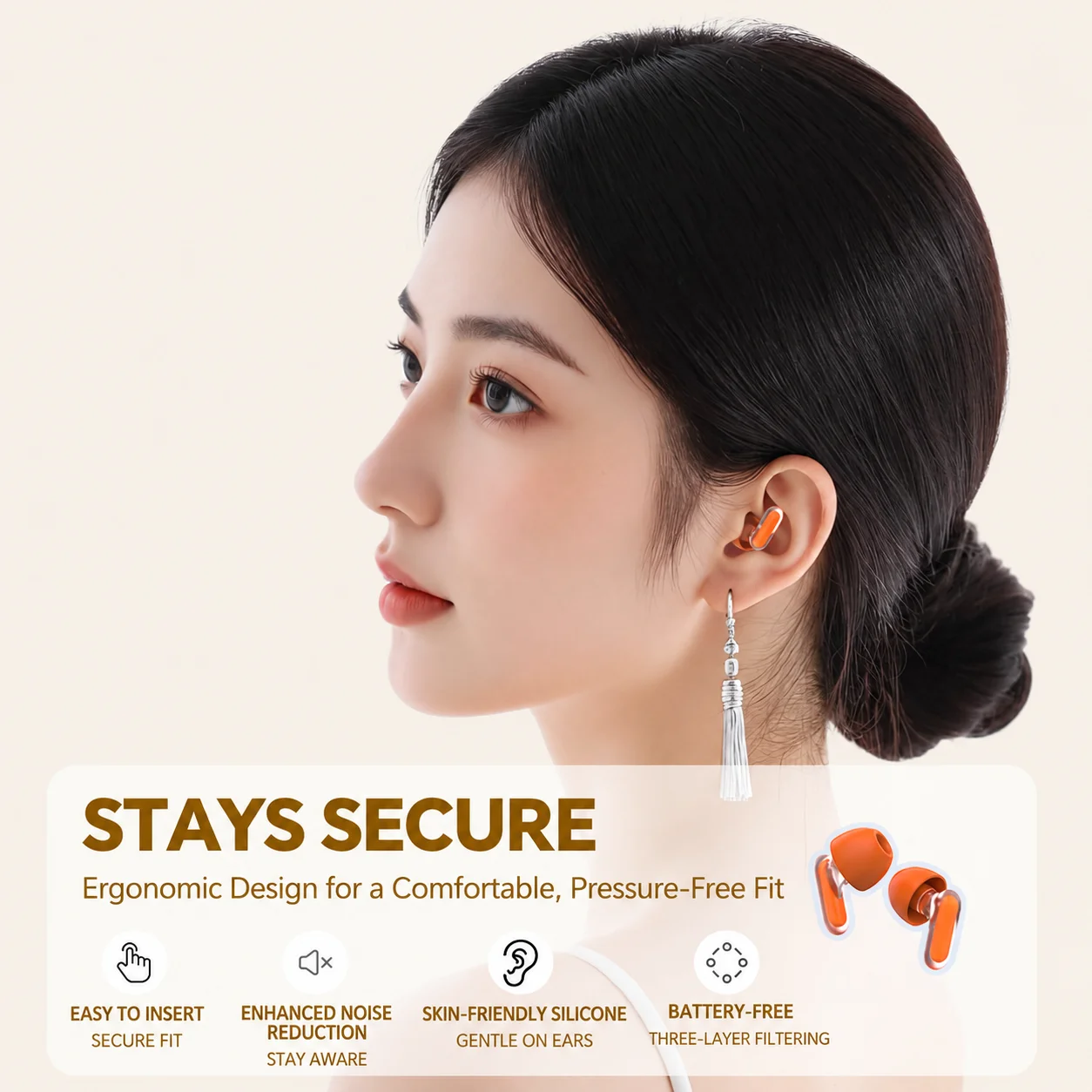 XYM Soft Silicone Earplugs for Sleeping and Studying, Reusable Passive Noise Reduction Ear Plugs with Portable Case
