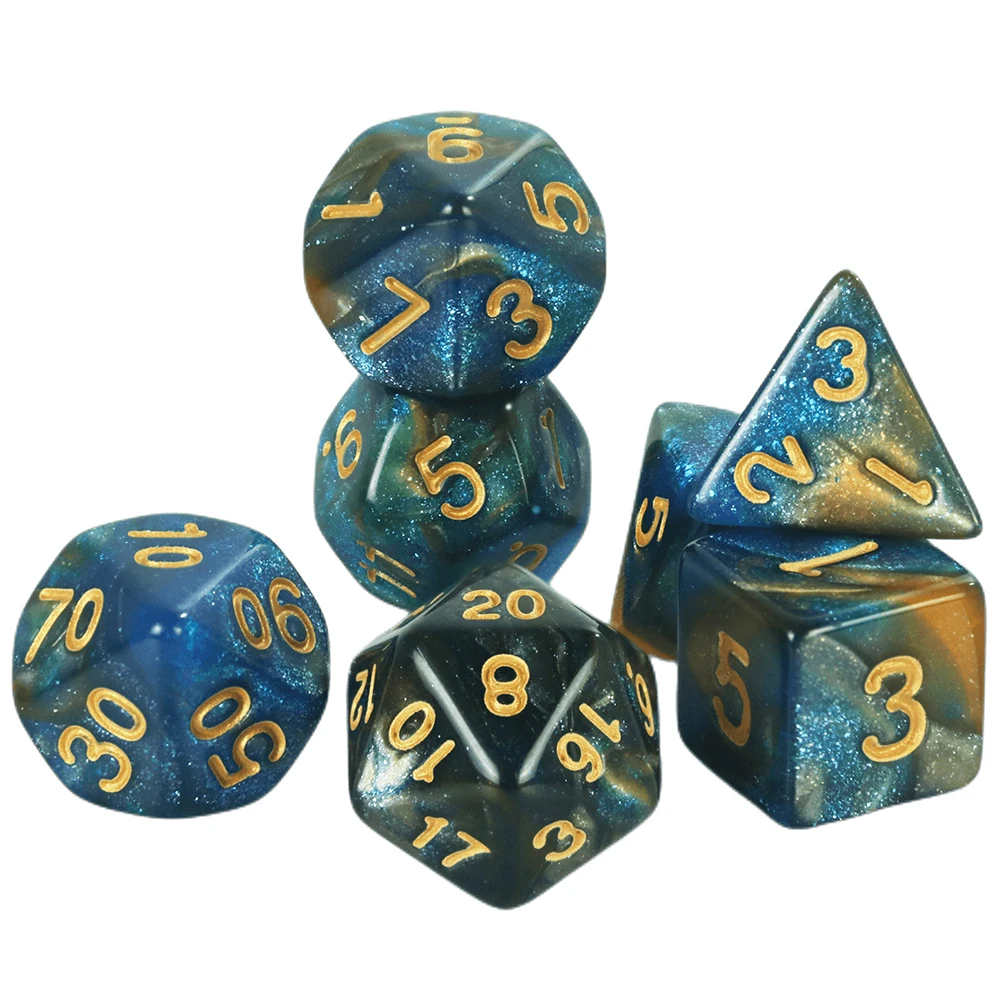 Würfelset, Brettspiele, Rollwürfel, Galaxie-Thema, polyedrisches Würfelset, erstaunlicher bunter Universum-Effekt für DND-Zubehör – Detail 12