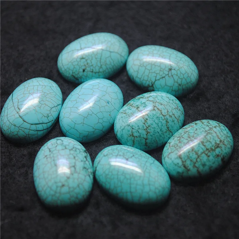 

10PCS 18X25MM Natural Turqouise Cabochons Oval Shape Crack Surface DIY Jewelry Accessories And Findings