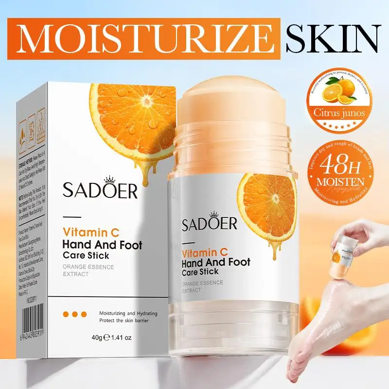 SADOER Crema en Barra para Pies con Vitamina C de 40g para Reparación de Grietas en el Talón, Crema Suavizante para Callos y Piel Muerta