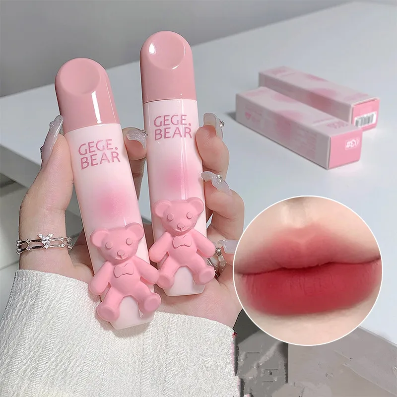 Gegebear Bear Lip Glaze Matte Velvet Lipstick Long-lasting Whitening Lip Cream Lip Mud