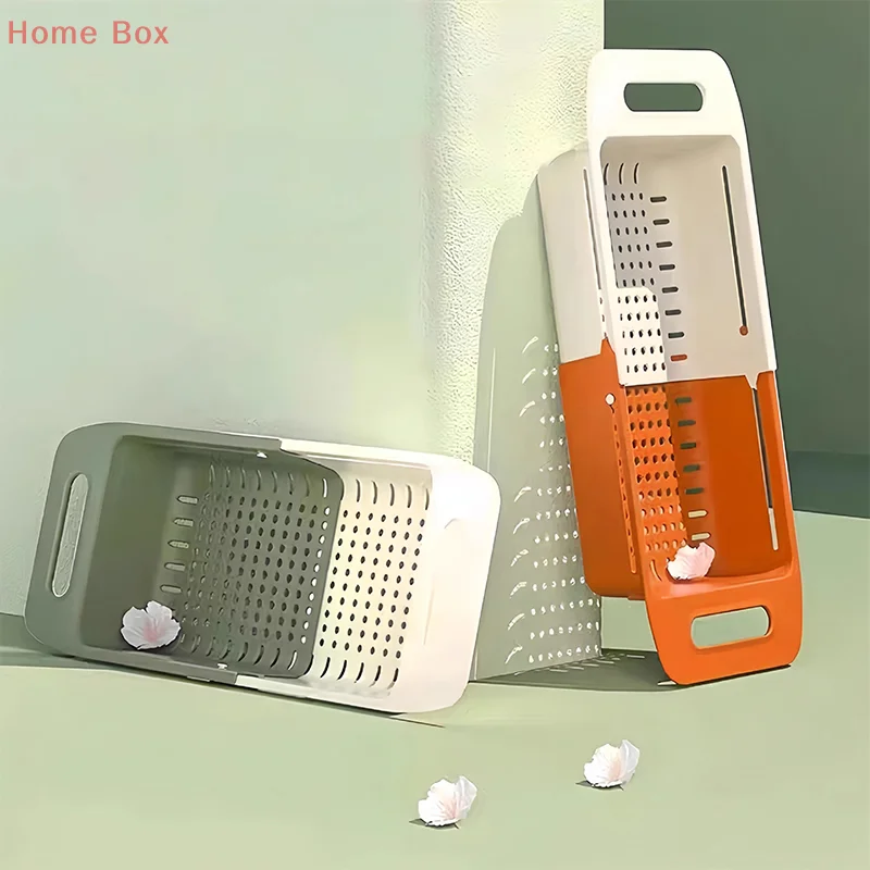 

Kitchen Scalable Over Sink Expandable Slim Drain Basket Multifunctional Caddy Non Perforated Drain Holder