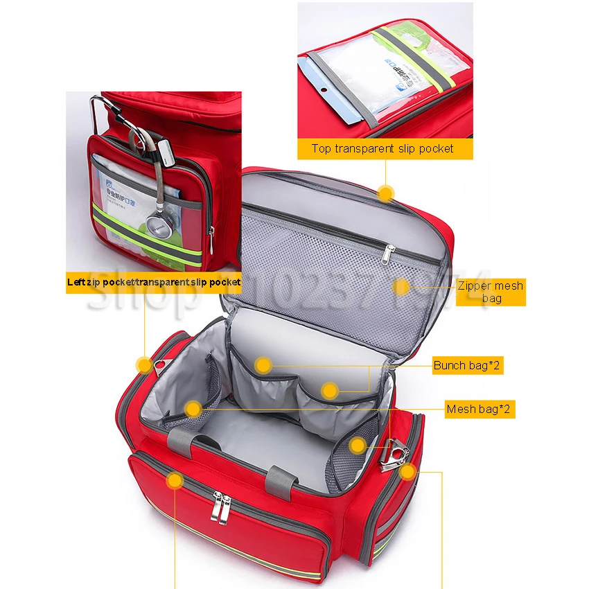 First Aid Medical Bag Outdoor Emergency Rescue Large Capacity Bag Empty Waterproof Reflective Oxford Multi-pocket Travel Bags
