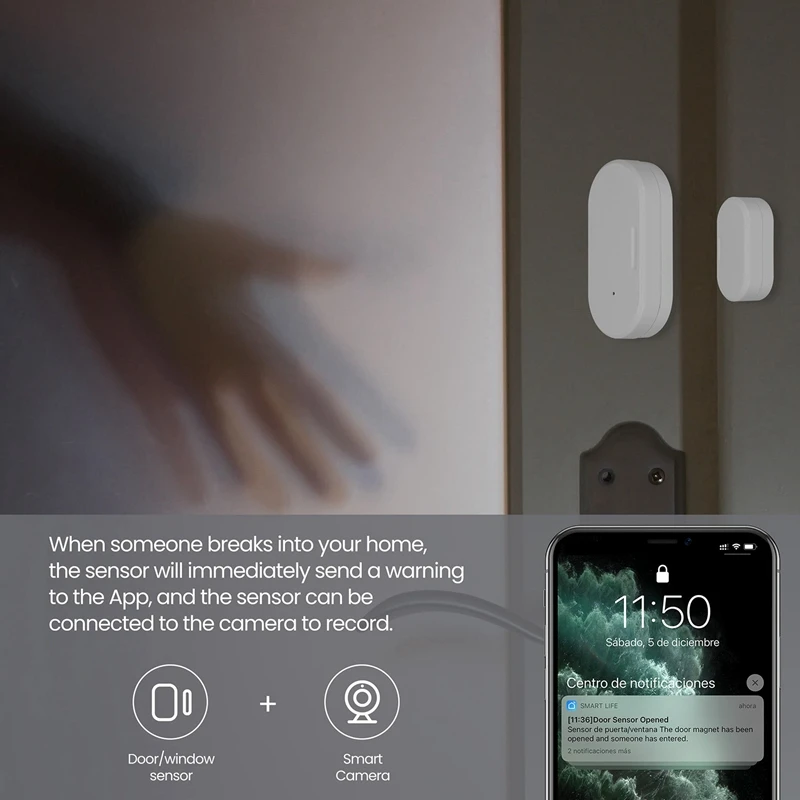 Hot-Tuya Zigbee-Transducteur de capteur de contact intelligent, capteurs de sécurité pour porte et fenêtre, maison intelligente, 2 pièces, 3.0