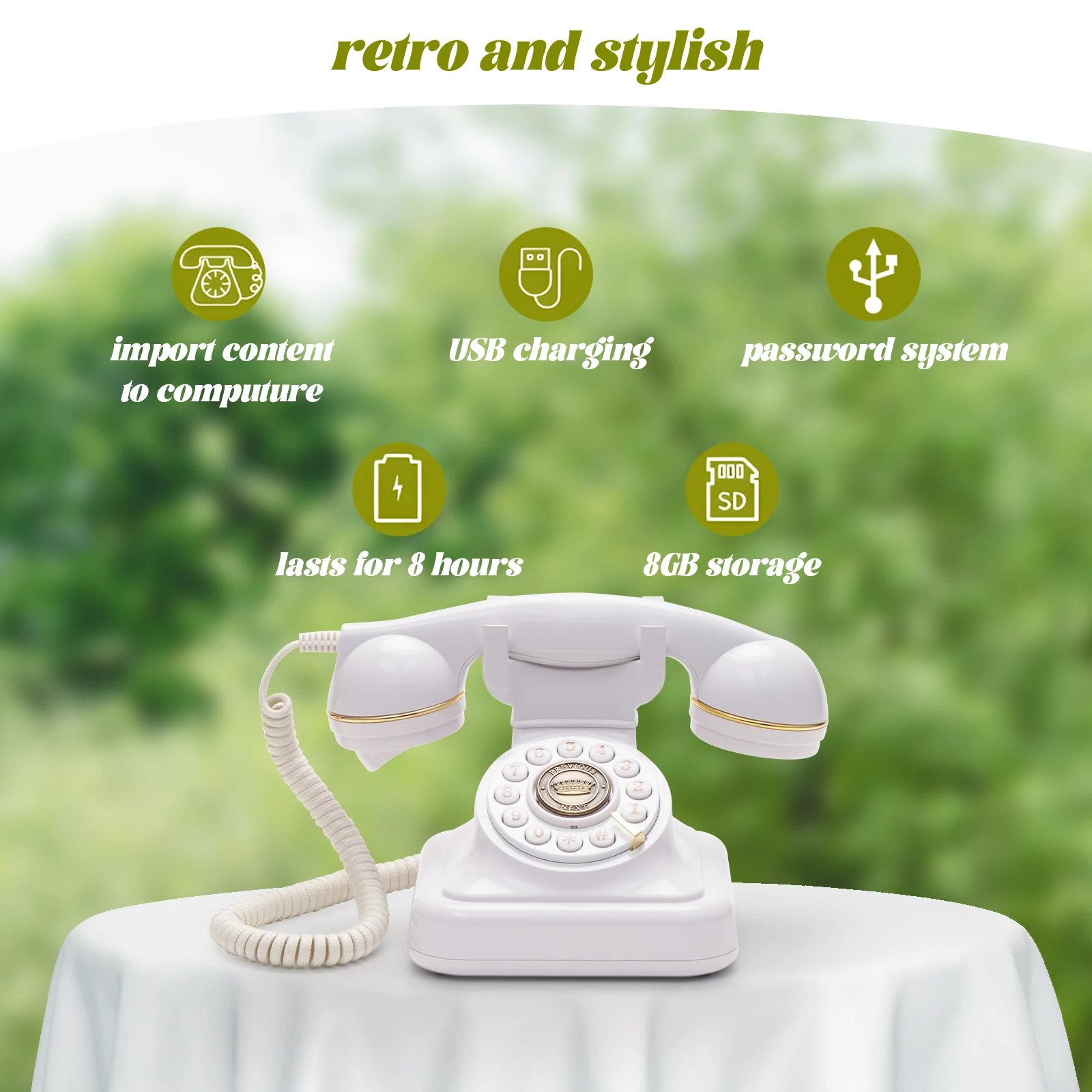 Audio Message Book Voice Record Vintage Telephone Recorder Wedding Phone Customized with Voicemail Best Wishes  for Party