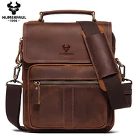 HUMERPAUL, bolso de hombro de cuero genuino para hombre, bolsos de mensajero de negocios de trabajo de lujo, bandolera de moda para hombre con correas ajustables