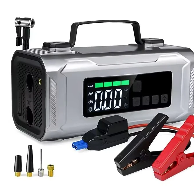 Portable 6 In 1 Car Jump Starter With Cordless Air Compressor 12000mAh Car Battery Booster Power Bank Emergency Jump Starter