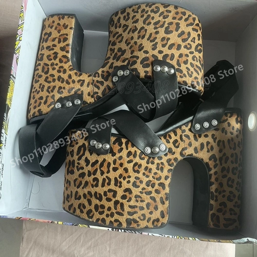 

Sexy Leopard Print Thick Soled Sandals Elegant Chunky High Heel Cross Tied Hot Girls Women Shoes 2025 Summer Zapatos Para Mujere