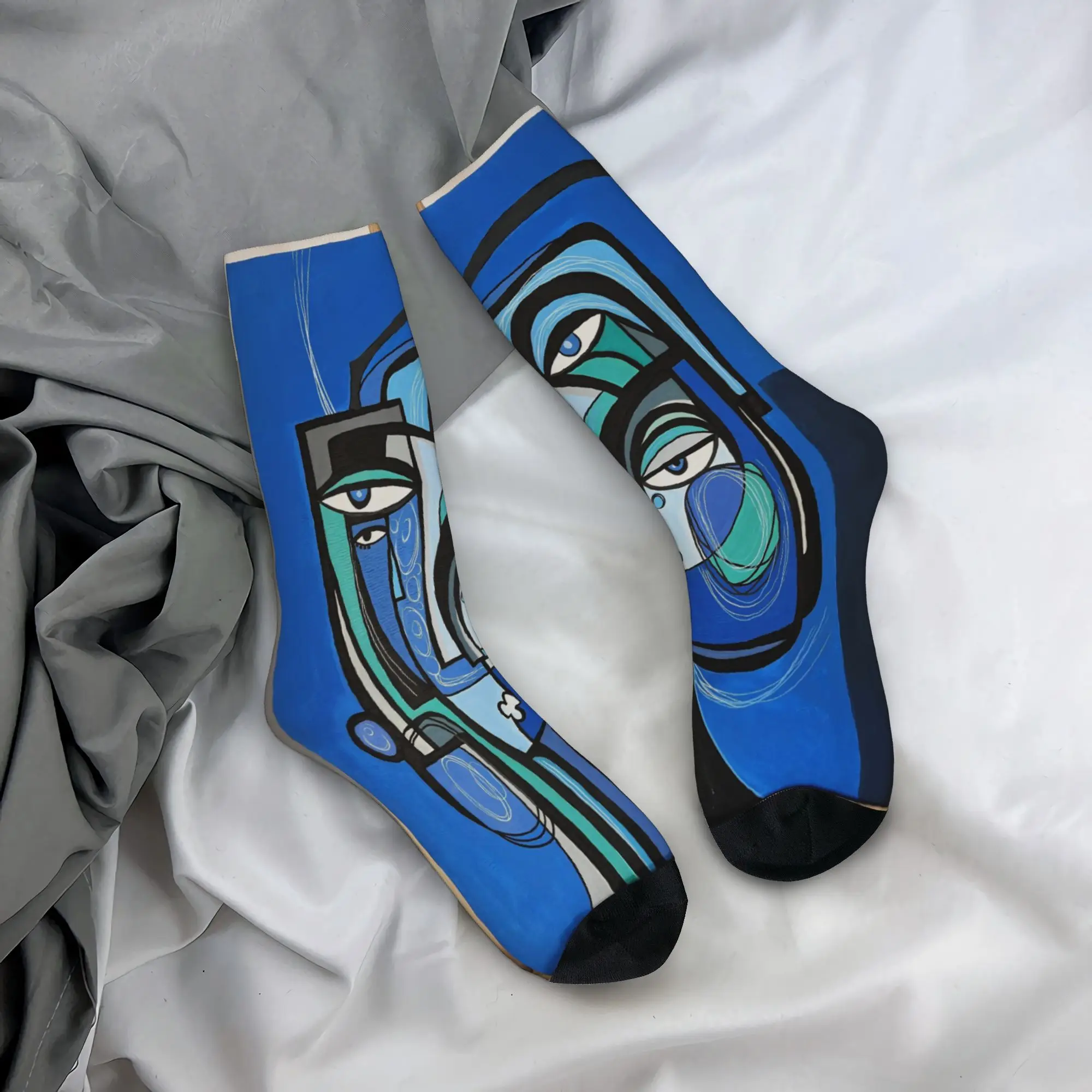 Men Women Abstract Art Face Socks Cotton Funny Happy  Socks Harajuku Accessories Middle Tube Socks Birthday Present