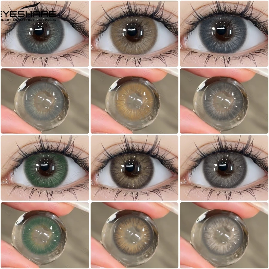 EYESHARE Neue Farbige Kontaktlinsen in Grau, Blau, Braun und Grün für Schönheits-Make-up, Jahreslinsen