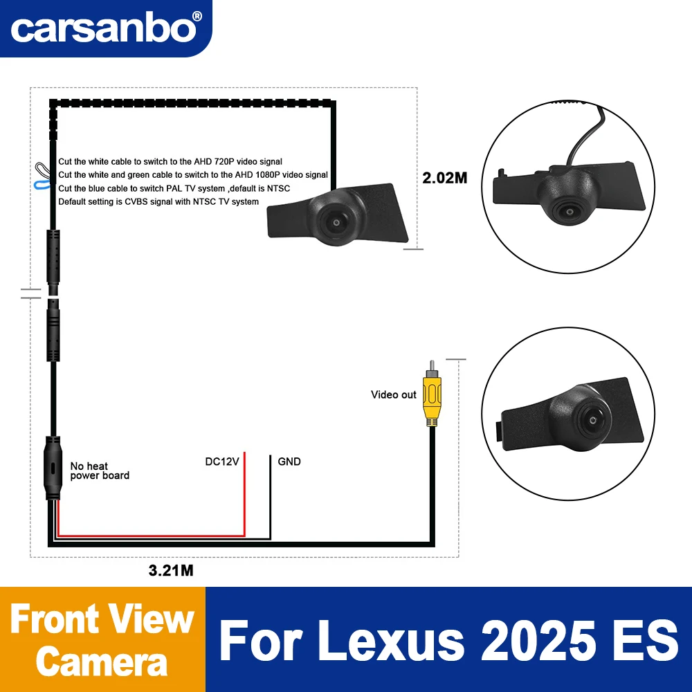 

Carsanbo For Lexus 2025 ES Front View Camera Car Night Vision Fisheye Vehicle 1080P Front View Camera DC 12V