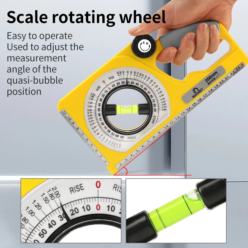 LUXIANZI Multifunctional Slope Ruler Declinometer Magnetic Slope Protractor Level Bubble Inclinometer Measurement Tilting Tool