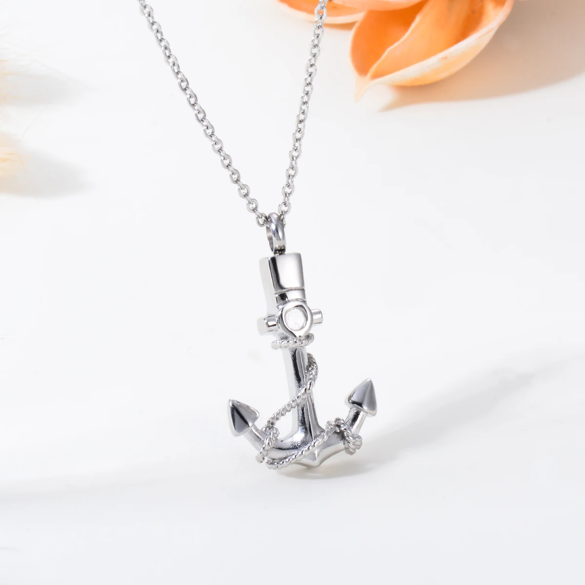 Anchor Memorial Stainless Steel Navigation Navy Cremation Pendant Urn Necklace For Ashes Jewelry Keepsake Gift