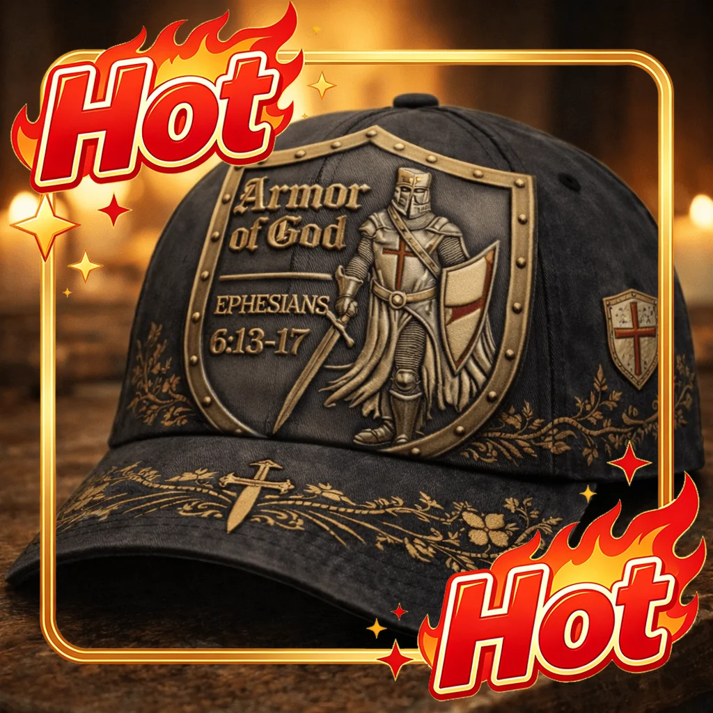 Custom Christian Armor Of God Baseball Cap Knight Shield Cross Scripture Ephesians 6 13 17 Vintage Golden Style Graphic