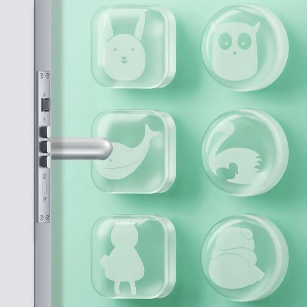 

2 pcs Soft Silicone Animal Wall Protector Self-adhesive Transparent Door Handle Bumper Rabbit Cabinet Doors Stop Muffler Fridge